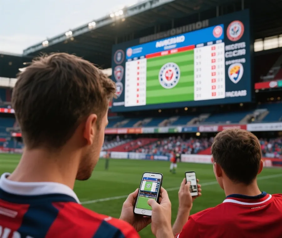 查看世界杯赛程的球迷场景